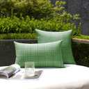 Kevin Textile Pack of 2 Spring Decorative Outdoor Waterproof Throw Pillow Covers Stripe Square Pillowcases Modern Cushion Cases for Patio Couch Bench 18 x 18 Inch Sage Green
