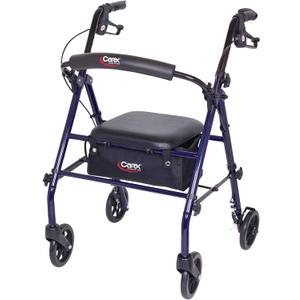 Carex Steel Rollator Walker with Seat and Wheels, Rolling Walker for Seniors, Supports 350lbs, For 5'0" to 5'8", Adult Rollator for Seniors, Padded Seat and Backrest for Elderly Assistance, Dark Blue