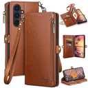 XcaseBar Compatible with Samsung Galaxy A16 5G Wallet case with Zipper Credit Card Holder【RFID Blocking】,Flip Folio Book PU Leather Phone case Shockproof Cover Women Men for A16 case Light Brown