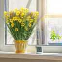 6 Bundles Artificial Flowers for Outdoors Fake Silk Flowers UV Resistant No Fade Plastic Flowers for Spring Summer Outside Garden Porch Window Box, Indoor Table Vase Home DecorYellow