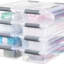 Plastic Storage Bin with Lid, Stackable Design, Clip Box for Crafts, Supplies and Office Items Container (8 Pack 4 Quart)