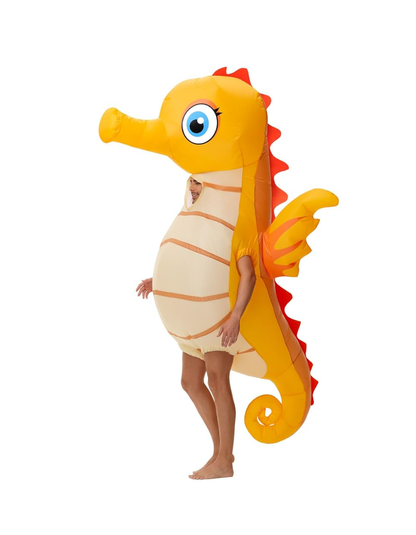 Spinosaurus Inflatable Seahorse Costume for Adult Halloween Blow Up Costume Funny Inflatable Sea Animal Costumes for Men Women