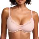 DOBREVA Women's Unlined Plunge Bra Lace Underwire 36DD
