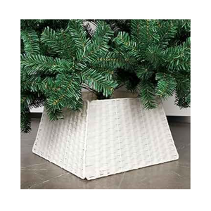 Blissun Christmas Tree Collar, Plastic Rattan Xmas Tree Ring, Farmhouse Christmas Tree Collar, Christmas Tree Skirt for Artificial Christmas Trees Decoration, White