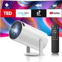 Projector with WiFi and Bluetooth, Mini Projector, 4K 1080P Support Portable Wireless Movie Projectors 220 Rotatable 130'' Screen Auto Keystone Compatible with HDMI/iPhone/TV Stick for Bedroom Indoor