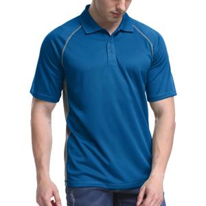 TIHEEN Golf Shirts for Men,Short Sleeve Moisture Wicking Proformance Big & Tall Polo Shirts (3X-Large, 12129# Blue (With Gray Stripe)
