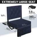 Sheenive Stadium Seats for Bleachers with Back Support, Bleacher Seats with Backs and Cushion Wide, Padded Portable Folding Comfort Stadium Chair with Shoulder Strap, Navy Blue 2 Pack