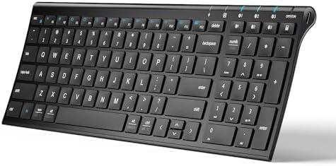 iClever BK10 Bluetooth Keyboard, Universal Bluetooth 5.1 Wireless Keyboard with Number Pad, Ergonomic Design, Multi-Device Compatibility, Stable Connection for Mac, iPad, iPhone, Android, Windows