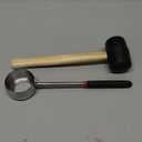 Coconut Opener Tools with Hammer, Super Safe & Easy to Open Young Coconuts Tool, Food Grade Stainless Steel Coconut Opener Set, Rubber Mallet with Handle (Black)