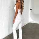 Raruxxin Women Sexy See Through Lace Jumpsuit Sleeveless Backless Cut Out Skinny Long Romper Sheer One Piece Outfit Clubwear (White, L)