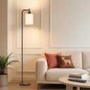 SIBRILLE Floor Lamp with Linen Shade, Dimmable Tall Standing Lamp with Remote Control & 3 Color Temperatures, Modern Floor Lamps for Living Room Bedroom Office Corner, 9W LED Bulb Included
