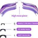 WAVE Nearsighted Swim Goggles, Shortsighted Swimming Goggles for Adults Youth, Anti Fog UV Protection Comfort Silicone Frame, Purple, -10 