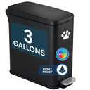 iTouchless 3 Gallon / 12 Liter Dog Poop Trash Can with Lid & AbsorbX Odor Filter, Outdoor Rust-Proof Stainless Steel Pet Waste Bin, Soft-Close Step Pedal for Backyard, Bathroom & Office, Matte Black