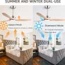 QUTWOB New Ceiling Fan With Light (Nickel+Raw wood, 42 inch, With Light)