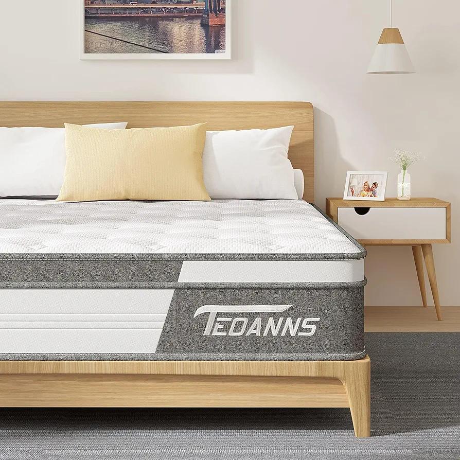 Teoanns Twin Size Mattress, 12 Inch Medium Firm Mattress in a Box, Hybrid Mattress Twin Size for Pressure Relief