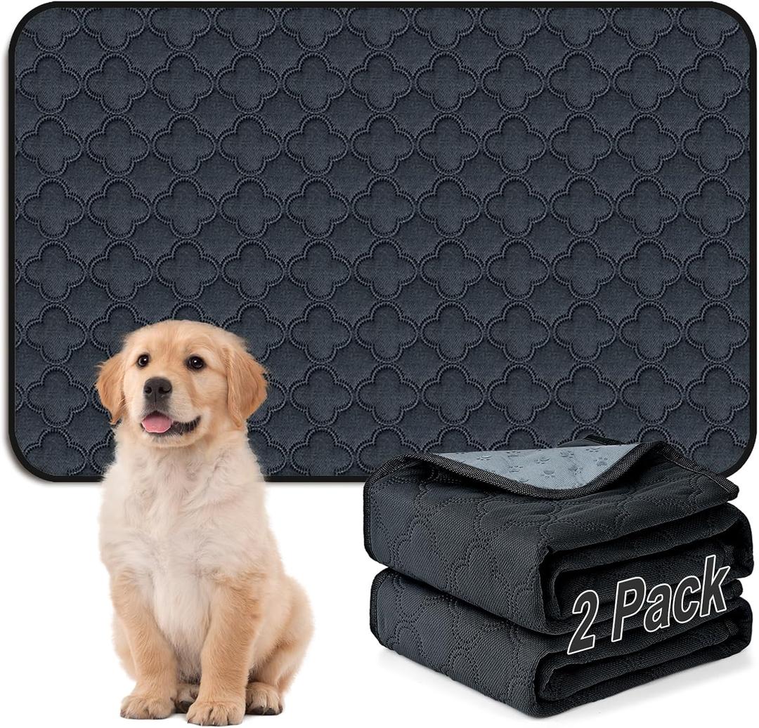 Washable Pee Pads for Dogs - 2 Pack Reusable Pee PadsWaterproof Puppy PadsPet Training PadsSuper Absorbent with Dog Paw Shape Non-Slip Backing (Dark Grey, 24" X 36" - 2 Pack)
