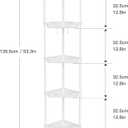 Orimade Rustproof 5 Tier Floor Standing Corner Shower Caddy Organizer, Plastic Metal Splicing Floor Corner Shelf Rack Stands for Bathroom, White