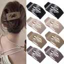 8 Pack Neutral Flat Hair Clips for Women – Large Glossy No-Slip Rectangle Claw Clips Thick & Thin Hair in Black, Blonde and Brown, Strong Hold Square Hair Accessories for Work or Daily Wear, 2 Pack