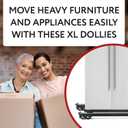 Impresa Pack of 4 XL Appliance Dolly Roller - Alloy Steel Adjustable 18.5-28.75 in Washing Machine Slider with Brake - 770 lb Capacity Heavy Duty Appliance Rollers - Low-Friction Furniture Sliders