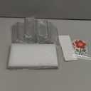 Clear Acrylic Sign Holder 4X6 with Silver Borders Display Stand, Double Sided Acrylic Picture Frames Plastic Sign Holder for Wedding Table Numbers Menu Holder (6 Pack)