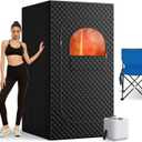 Portable Sauna for Home, Personal SPA Steam Sauna with 10 Min Fast Heating & 9 Levels Heat, Warm Sauna Tent with 3L/1200W Steamer, Folding Chair, Remote Control for Body Relaxation,32" x 32" x 71"
