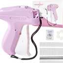 HOUSE DAY Stitchy Gun for Clothes, Fine Needle Stitch Gun Quick Clothing Fixer, Speedy Price Tagging Gun with 6 Fine Needles, 2200 Micro Thin Fasteners, 50 Buttons (Pink)