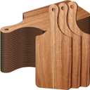 Zubebe 24 Pcs Cutting Board Bulk 11 x 5 Inch with the Handle Wood Chopping Board Blank Small Laser Engraving Serving Board Mini Charcuterie Boards for Wedding Housewarming Gift (Brown)