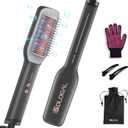 sdlogal Hair Straightener Brush  Hair Straightening Iron with Built-in Comb, 20s Fast Heating & 5 Temp Settings & Anti-Scald, Perfect for Professional Salon at Home (Black - Matte)