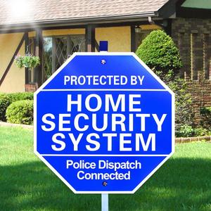 Home Security Signs for Yard,Protected By Home Security System Signs for Yard - 10"x 28"Police Dispatch Connected Warning Sign with Ground Stake - 100% Aluminum Composite-UVProtected