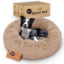 Donut Dog Bed - Premium Comfort for Anxiety Relief - Fluffy & Calming Design with Ultra-Plush Support | Cozy Round Dog Bed with Super Soft Circle Style (Camel, Large)