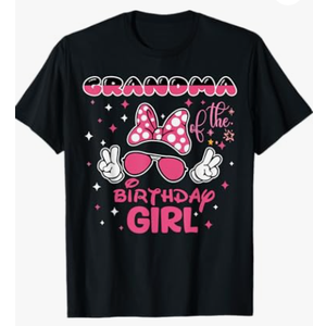 Grandma Of The Birthday Girl Cute Pink Bow Family Matching T-Shirt,3XL