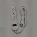 Amazon Basics Surge Protector Power Strip, 6-Outlet, 790 Joules, LED Indicator, 6ft Extension Cord, White (1 Pack)