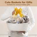 Goodpick White Baby Laundry Basket with Handles, Cute Cotton Rope Baskets for Toys, Small Basket for Organizing Gifts,Snacks,Woven Storage Baskets for Bathroom, 12"x 8" x 5"