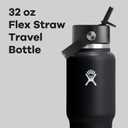 Hydro Flask Travel Water Bottle - Insulated Stainless Steel - Wide Straw Lid, Non Spill, Leakproof in 32 Oz Black