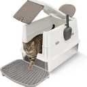 Extra Large Stainless Steel Cat Litter Box with 120° Lid for Multiple Cats, Enclosed Top Entry Litter Box High-Sided Anti-Leak Litter Box, Dog Proof Litter Boxes with Litter Step & Scoop