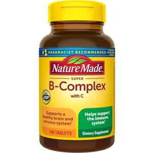 Nature Made Super B Complex with Vitamin C & Folic Acid, B Complex Vitamins for Women and Men, Dietary Supplement for Immune Support, 140 Tablets, 140 Day Supply, Exp Aug 2027