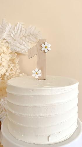 Wooden Daisy One Cake Topper, Smash Cake Topper, Daisy 1st Birthday Party Decorations for Daisy Boho Retro Party Decoration, First Birthday Supplies