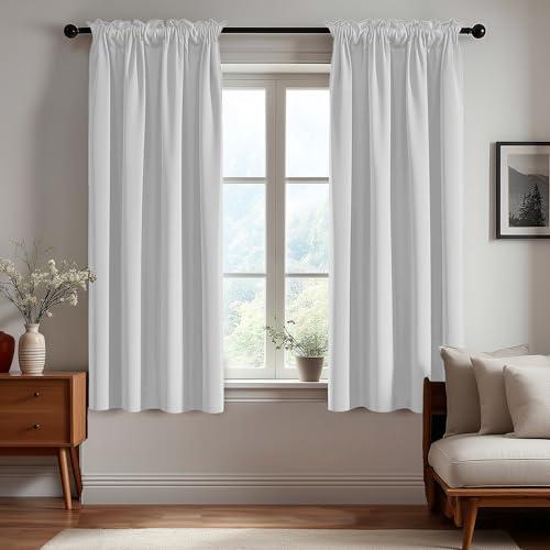 Deconovo Blackout Curtains, Thermal Insulated Rod Pocket Window Drapes, Noise Reducing, Oeko-TEX Certified, Room Darkening Curtains for Bedroom/Living Room, 2 Panels, Greyish White, 42W x 63L