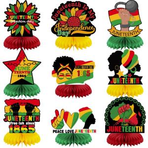 9Pcs Juneteenth Day Honeycomb Centerpieces for Table Decorations African American Freedom Day Party Decor Supplies