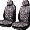 CAROMOP Premium Camo Front Seat Covers Waterproof Wear Resistant Neoprene & Oxford Fabric, Airbag Compatible, Universal Fit for Cars, Vans, Trucks & SUV