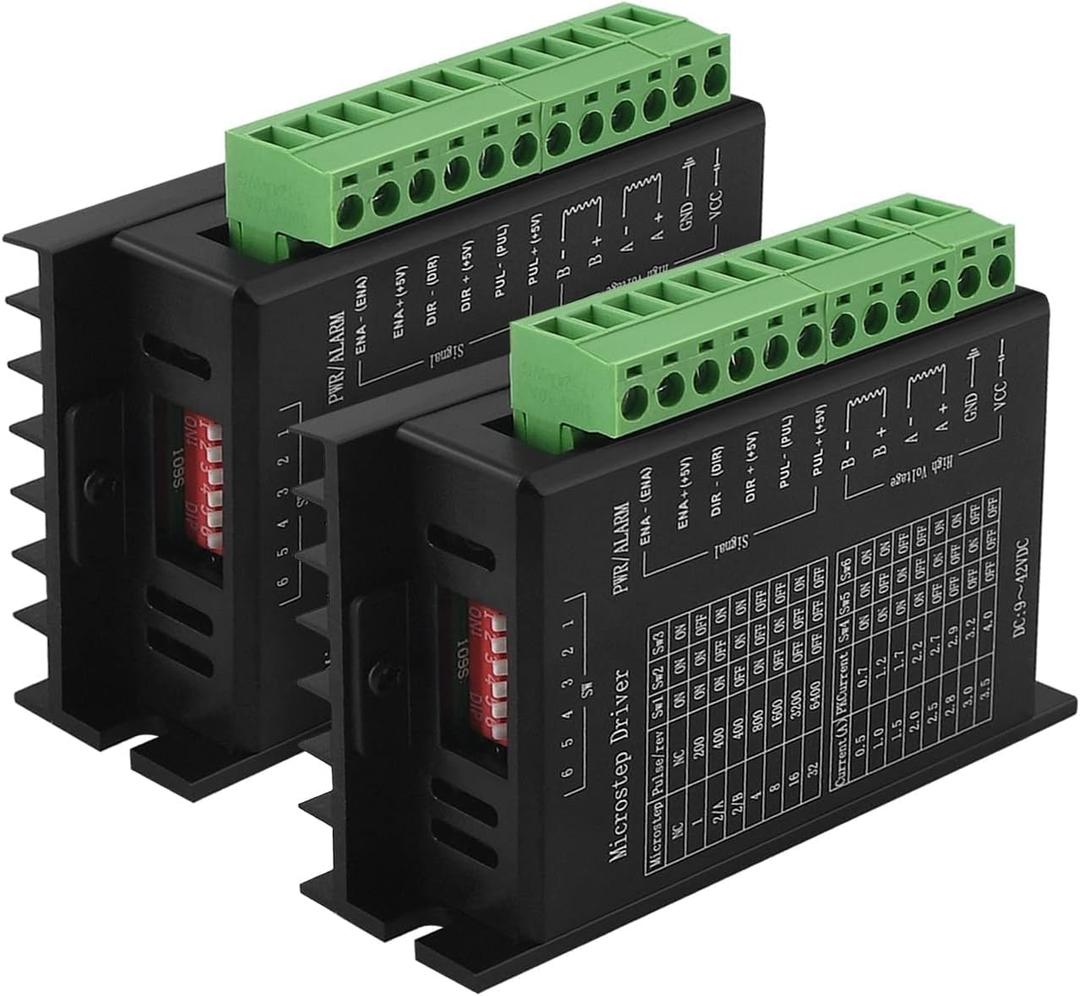 2pcs Stepper Motor Driver, Upgraded Version TB6600 Stepper Driver,4A 9-42V 32 Subdivision for Nema 17/23 Stepper Motor Single Axis Hybrid CNC Controller for CNC/42 57 86 Stepper Motor