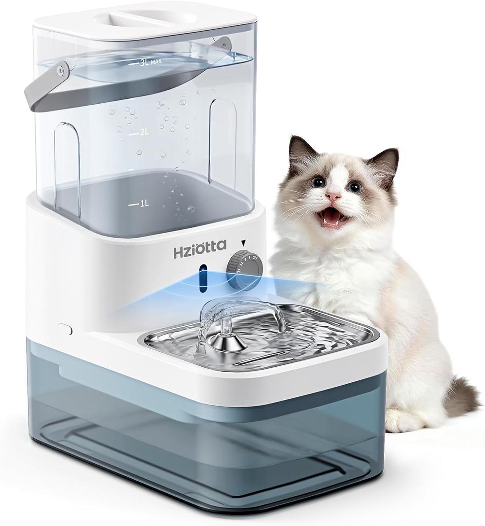 3L Filterless Cat Water Fountain, Wireless, Wastewater Separation,White 4000mAh Rechargeable Battery,Motion Sensor Activation,Separate Water 