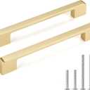 10 Pack 6-5/16 Inch Brushed Gold Cabinet Pulls Solid Zinc Alloy Gold Cabinet Handles - Brushed Brass Dresser Drawer Pulls for Kitchen Cabinet Hardware Zinc Alloy Handles
