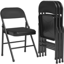 Garvee Heavy Duty PU Padded Folding Chairs with Metal Frame - Portable, Stackable, 350lb Capacity, Comfortable for Dining, Living Room, Home Office, Indoor/Outdoor - Set of 4, Black