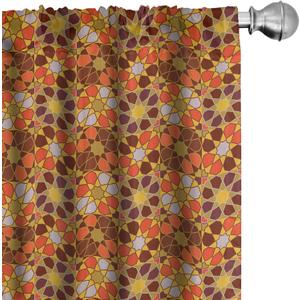 Lunarable Retro Curtains, Colorful Rhythmic Traditional 70's Vintage Flowers Inspired Motifs Illustration, Window Treatments 2 Panel Set for Living Room Bedroom, Pair of - 28" x 63", Orange Brown (28"W x 63"L (Pack of 2))
