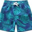 HowJoJo Boys Short Sleeve Rash Guard Shirts Swim Shirt UPF 50+ (11-12 Years, Leaf 05)