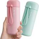 Mini Water Bottles 5oz Pack of 2, Small Insulated Water Bottles for Hot&Cold Drinks, Water Bottle Purse with Carry Handle - 100% Leakproof Perfect for School, Travel...(Mint+Pink)