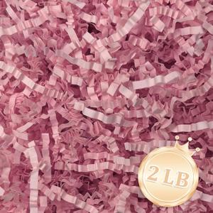 2 LB Pink Crinkle Cut Paper Shred Filler Great for Gift Wrapping, Basket Fillers, Birthday, Gift Wrapping, Anniversary, Mother's Day, Graduation Party Decor Filling Supplies