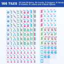 American Mahjong Tile Set,166 Blue Tiles Mahjong Set,4 Colors Mahjong Racks,Travel Mahjong Set with Blue Carrying Bag