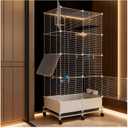 69in Large Forged Steel Birdcage, Comes with Bird Nest, Ladder, Hammock, Feeder, etc. Equipped with Wheels for Outdoor Mobility, Suitable for Parrots, Pigeons, Canaries (White, 29.2" Lx14.6 Wx69 H)